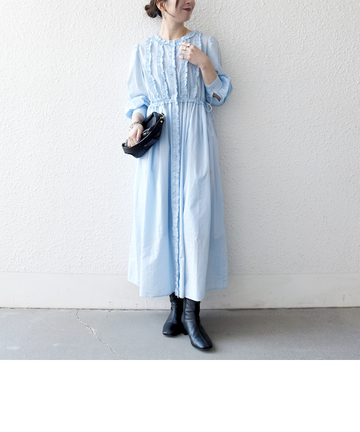 《予約》SHIPS any:〈洗濯機可能〉キャンブリック Aライン フリル シャツ ワンピース