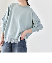 quaranciel:〈手洗い可能〉レースヘム ドルマン ニット プルオーバー