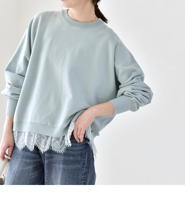 quaranciel:〈手洗い可能〉レースヘム ドルマン ニット プルオーバー