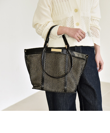 《予約》quaranciel: 2way ハンドル メッシュ トートバッグ