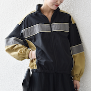 《予約》SHIPS any:〈洗濯機可能〉ナイロン スタンドカラー 配色 ジップ ブルゾン