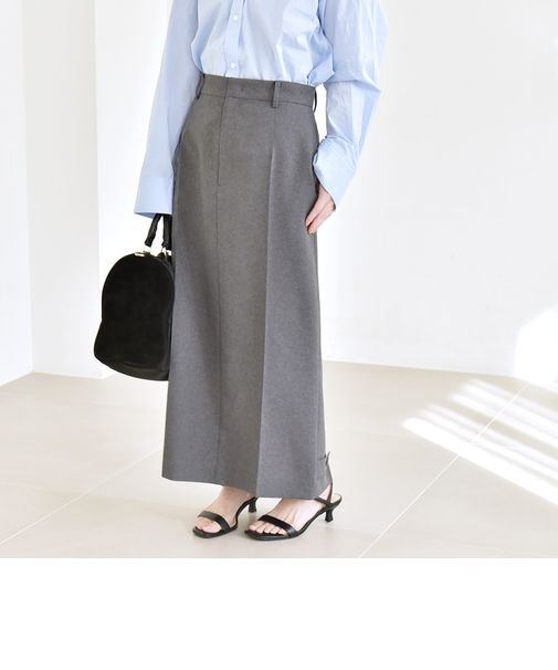 《予約》quaranciel :〈洗濯機可能〉ベルト デザイン Iライン ロング スカート