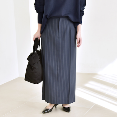 《予約》quaranciel :〈洗濯機可能〉ベルト デザイン Iライン ロング スカート