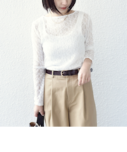 《予約》SHIPS Colors:〈手洗い可能〉ストレッチ レース ボートネック トップス◆