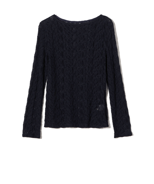 《予約》SHIPS Colors:〈手洗い可能〉ストレッチ レース ボートネック トップス◆