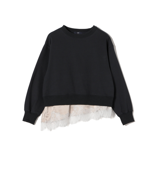 《予約》SHIPS Colors:〈手洗い可能〉レース レイヤード 裏毛 トップス◆