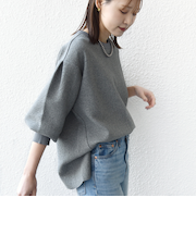 《予約》〈手洗い可能〉ダブル フェイス ニット リブ コンビ プルオーバー