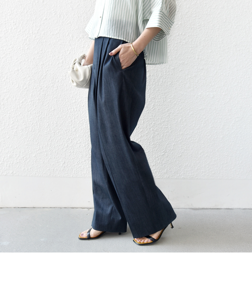 《予約》〈手洗い可能〉ヴィンテージ ライク デニム タック パンツ