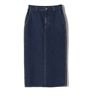 SHIPS Primary Navy Label:ワンウォッシュ 5ポケット デニム スカート