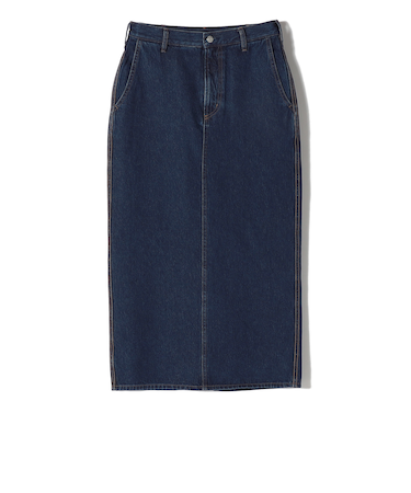SHIPS Primary Navy Label:ワンウォッシュ 5ポケット デニム スカート