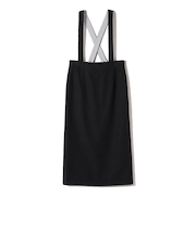 SHIPS Primary Navy Label:プードル ツイード サスペンダー スカート