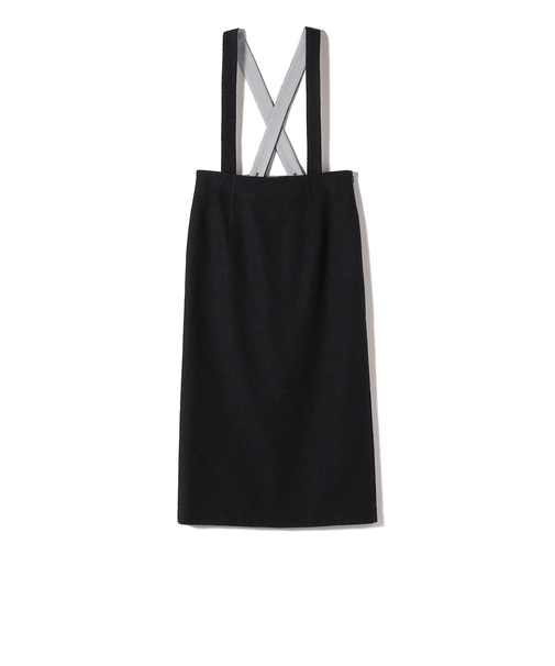 SHIPS Primary Navy Label:プードル ツイード サスペンダー スカート