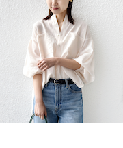 〈手洗い可能〉シアー タンブラー ポケット デザイン シャツ