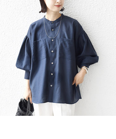 〈手洗い可能〉シアー タンブラー ポケット デザイン シャツ