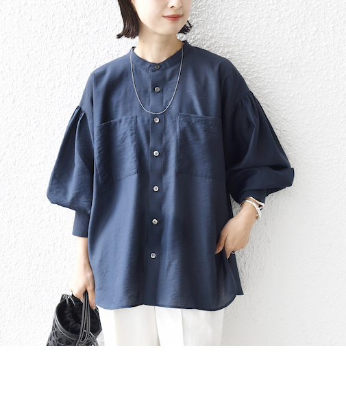 〈手洗い可能〉シアー タンブラー ポケット デザイン シャツ