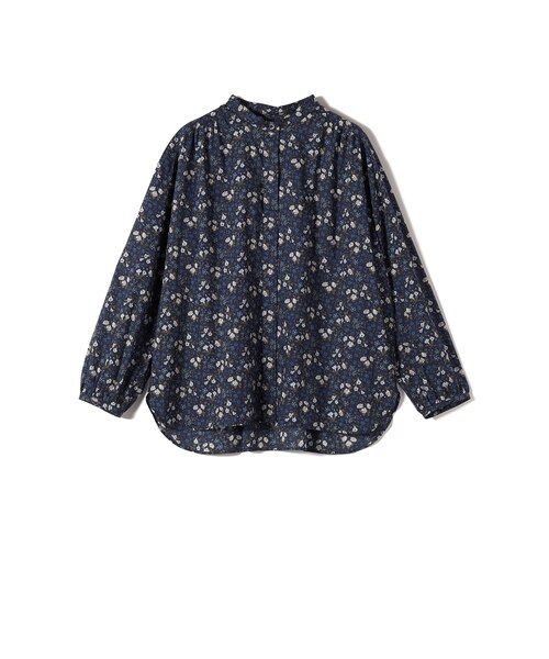 SHIPS Primary Navy Label:〈手洗い可能〉LIBERTY ギャザー ブラウス
