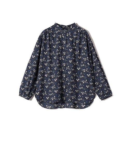 SHIPS Primary Navy Label:〈手洗い可能〉LIBERTY ギャザー ブラウス