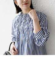 SHIPS any:〈洗濯機可能〉REPREVE フリル クルーネック Aライン ブラウス