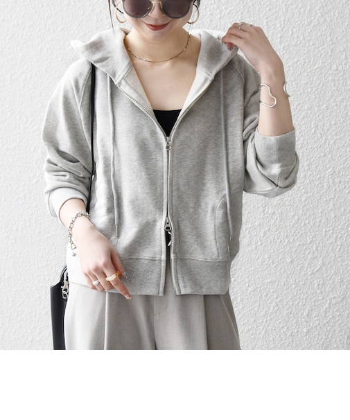 SHIPS any:〈洗濯機可能〉USAコットン 裏毛 ジップ コンパクト パーカー