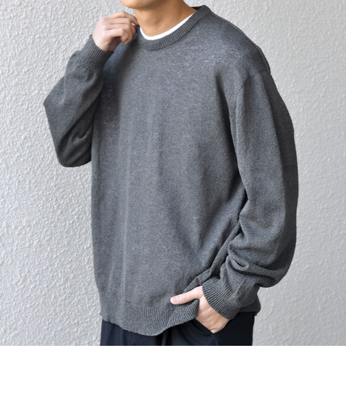 SHIPS any:〈手洗い可能〉JAPAN MADE ペーパーヤーン ハイゲージ クルーネック ニット◆