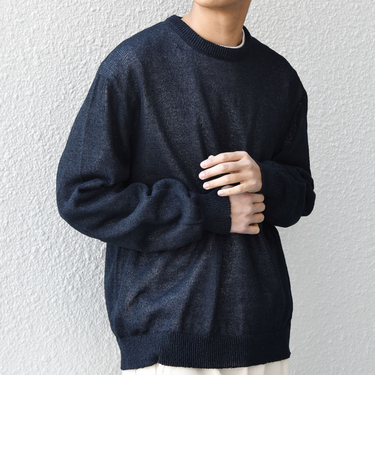 SHIPS any:〈手洗い可能〉JAPAN MADE ペーパーヤーン ハイゲージ クルーネック ニット◆