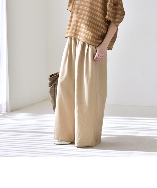 予約》quaranciel:〈洗濯機可能〉タック ワイド イージー パンツ