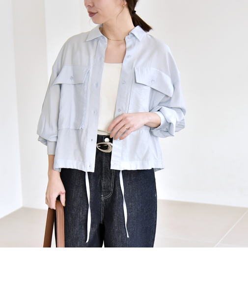 《予約》quaranciel:〈洗濯機可能〉ドロスト コンパクト ポケット レギュラー シャツ