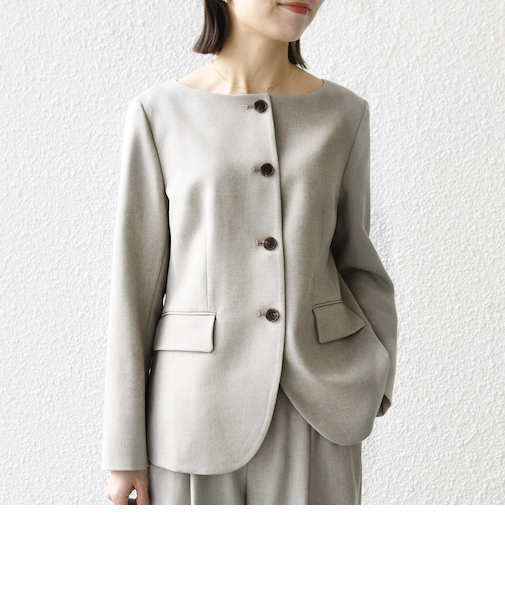 《予約》SHIPS any:〈洗濯機可能〉シャーク ノーカラー ジャケット