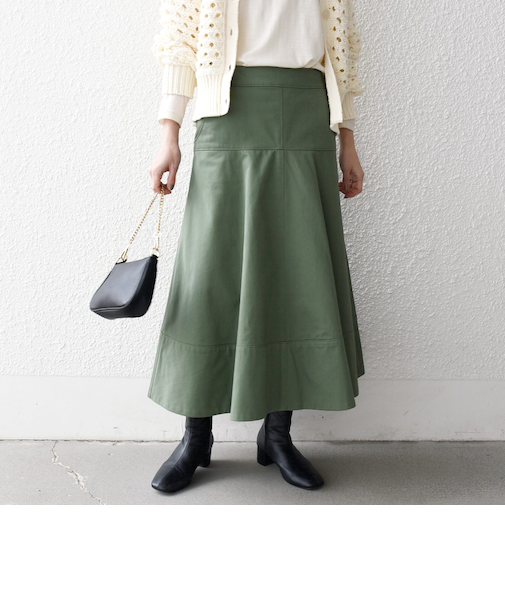 《予約》SHIPS any:〈洗濯機可能〉チノ バック ジップ フレア スカート