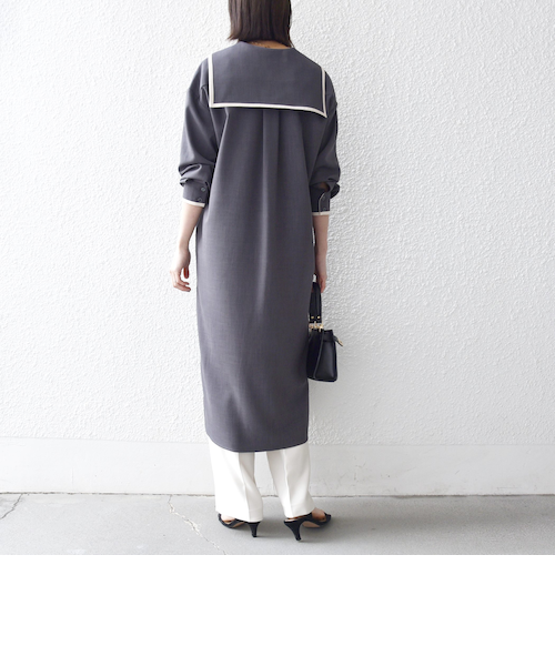 予約》SHIPS any:〈洗濯機可能〉セーラー ハーフジップ バイカラー