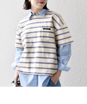 《予約》SHIPS any:〈洗濯機可能〉マルチボーダー ワイド TEE