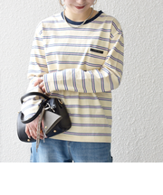 SHIPS any:〈洗濯機可能〉マルチボーダー リンガー ロンTEE