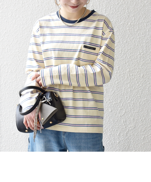 SHIPS any:〈洗濯機可能〉マルチボーダー リンガー ロンTEE