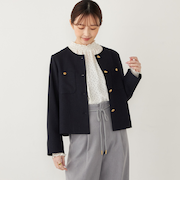 《予約》SHIPS Colors:〈手洗い可能〉ツイードライク クロップド ジャケット 3◆