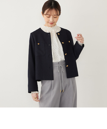 《予約》SHIPS Colors:〈手洗い可能〉ツイードライク クロップド ジャケット 3◆