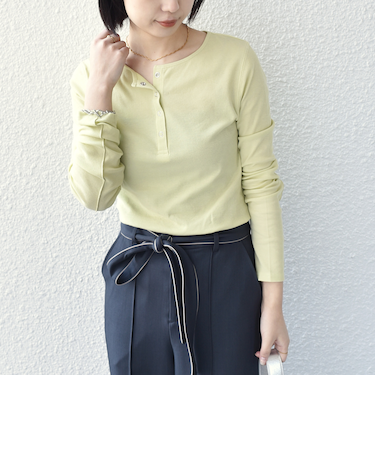《予約》SHIPS Colors:〈手洗い可能〉シアー ドライタッチ ヘンリーネック TEE◆
