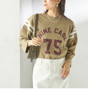 《予約》NINE CASE:〈洗濯機可能〉七分袖 フットボール TEE