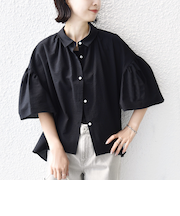 《予約》【WEB限定】〈手洗い可能〉サッカー ギャザー シャツ 羽織