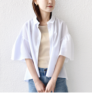 《予約》【WEB限定】〈手洗い可能〉サッカー ギャザー シャツ 羽織