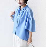 《予約》【WEB限定】〈手洗い可能〉サッカー ギャザー シャツ 羽織