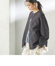 《予約》〈手洗い可能〉ストレッチ 二重織 リバー 仕立て ノーカラー コート