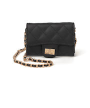 VELETTO: キルティング チェーン ミニ ショルダー バッグ (ブラック)