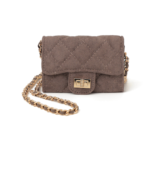 VELETTO: キルティング チェーン ミニ ショルダー バッグ （ブラウン）