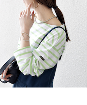 Le minor:〈洗濯機可能〉ボーダー ロング スリーブ TEE