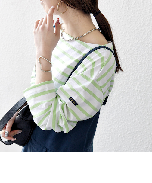 Le minor:〈洗濯機可能〉ボーダー ロング スリーブ TEE