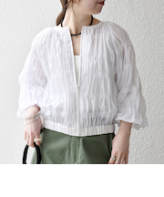 《予約》SHIPS any:〈洗濯機可能〉シアー ギャザー フリル ブルゾン