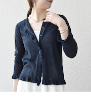 《予約》SHIPS any:〈手洗い可能〉コットン ミックス シアー フリル カーディガン