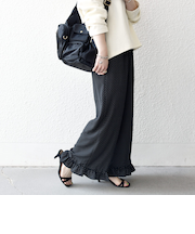 《予約》SHIPS any:〈洗濯機可能〉ドット フリル ワイド イージー パンツ