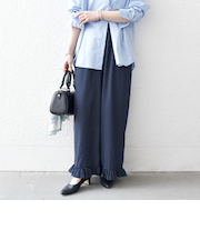 《予約》SHIPS any:〈洗濯機可能〉ドット フリル ワイド イージー パンツ