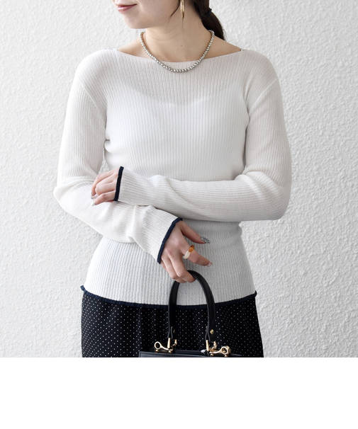 《予約》SHIPS any:〈手洗い可能〉コットン ミックス 配色 リブ ニット プルオーバー